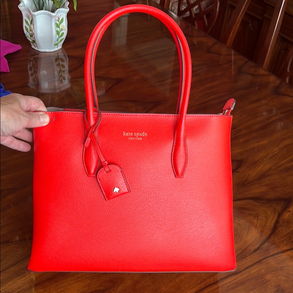 NWT Kate Spade Leather Tote Bag in Geranium